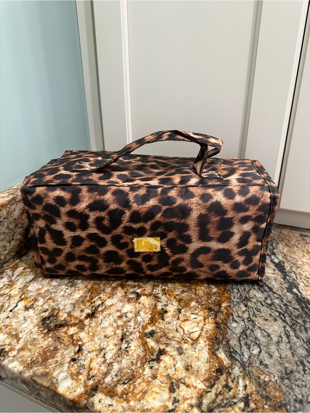 Leopard Print Travel Cosmetic Bag - Brown
